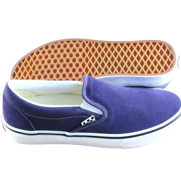 Vans Men's Skate Slip On Purple Black White Suede Canvas shoes Sizes NIB - Picture 2 of 7